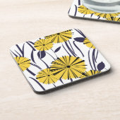 Gele bloemen bier onderzetter (Linkerzijde)