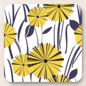 Gele bloemen bier onderzetter (Voorkant)