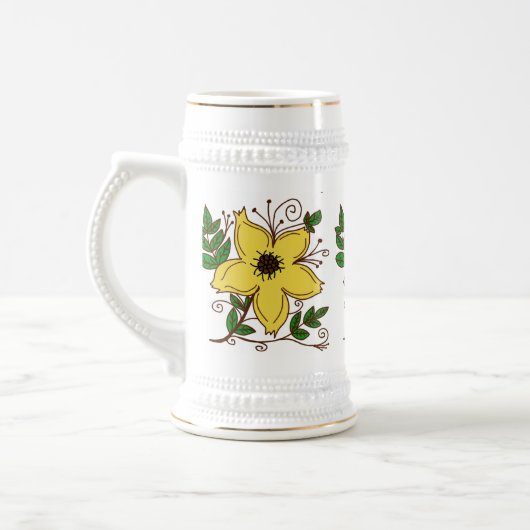 gele bloemen bierpul (Links)