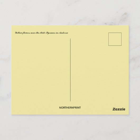 Gele bloemen bij de Midi Pyreneeën in Andorra Briefkaart (Achterkant)