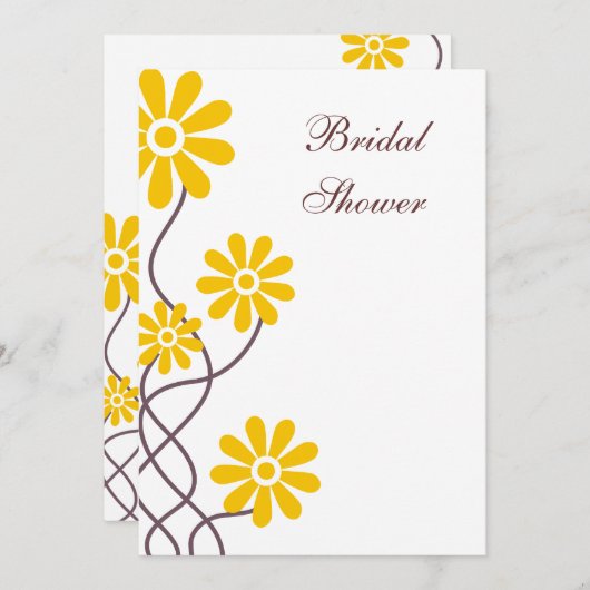Gele bloemen Bindende Bridal Shower Invitations Kaart (Voorkant / Achterkant)