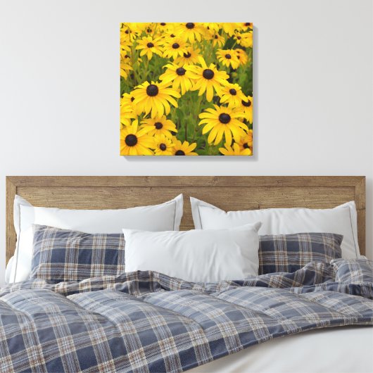 Gele Bloemen- Black Eyed Susans Canvas Print (Insitu (Slaapkamer))