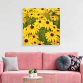 Gele Bloemen- Black Eyed Susans Canvas Print (Insitu (Woonkamer))