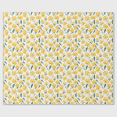 Gele bloemen blad zomer patroon cadeaupapier (Vlak)