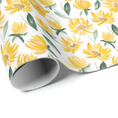 Gele bloemen blad zomer patroon cadeaupapier (Rol Hoek)
