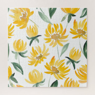 Gele bloemen blad zomer patroon legpuzzel