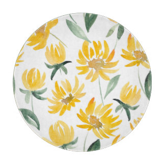 Gele bloemen blad zomer patroon snijplank