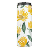 Gele bloemen blad zomer patroon thermosbeker (Achterkant)
