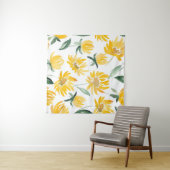 Gele bloemen blad zomer patroon wandkleed (In Situ (horizontaal))