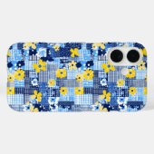 Gele bloemen Blauw patroon Case-Mate iPhone Case (Achterkant (horizontaal))
