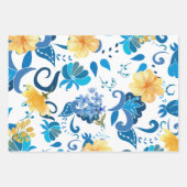Gele bloemen blauwe tegels Italiaanse bruidsdouche Inpakpapier Vel (Voorkant 3)