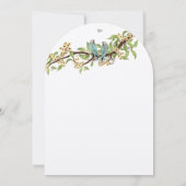 Gele bloemen Blauwgroen Aqua Blue Bird Wedding Inv Kaart (Achterkant)
