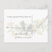 Gele bloemen Blauwgroen vogelreactiekaart Uitnodiging Briefkaart (Achterkant)