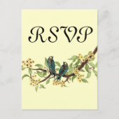 Gele bloemen Blauwgroen vogelreactiekaart Uitnodiging Briefkaart (Voorkant)