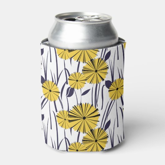 Gele bloemen blikjeskoeler (Blikje Voorkant)