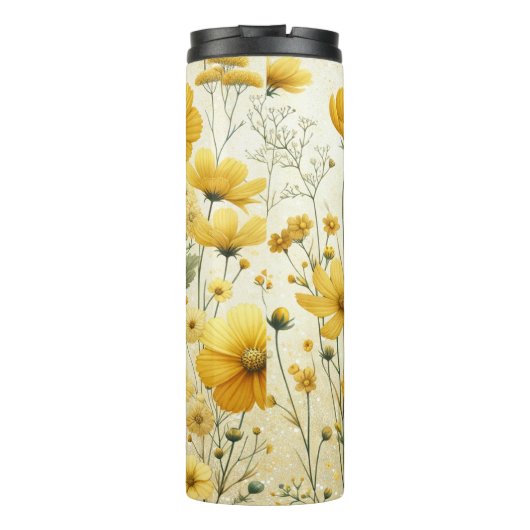 Gele Bloemen / Bloemen Beste Moeder Ooit Thermosbeker (Achterkant)