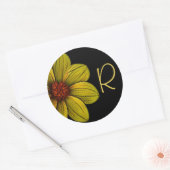 Gele Bloemen Bloemen Daisy Monogram Sticker (Envelop)