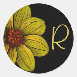 Gele Bloemen Bloemen Daisy Monogram Sticker