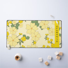 Gele bloemen, bloemenmotief, Jouw naam Bureaumat