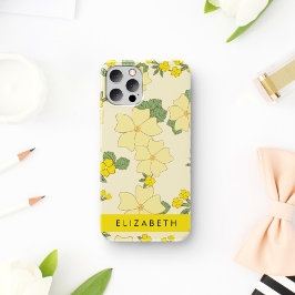 Gele bloemen, bloemenmotief, Jouw naam Case-Mate iPhone Case