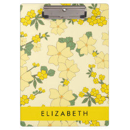 Gele bloemen, bloemenmotief, Jouw naam Klembord