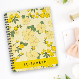 Gele bloemen, bloemenmotief, Jouw naam Notitieboek