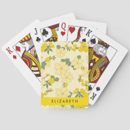 Gele bloemen, bloemenmotief, Jouw naam Pokerkaarten