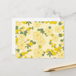 Gele bloemen, bloempatroon, patroon van bloemen briefkaart