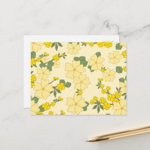 Gele bloemen, bloempatroon, patroon van bloemen briefkaart