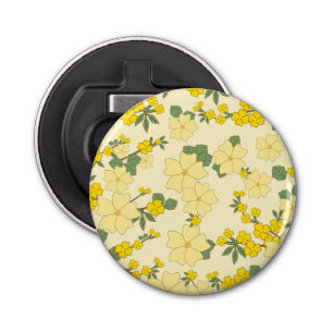 Gele bloemen, bloempatroon, patroon van bloemen button flesopener