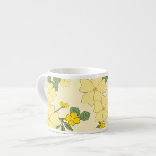 Gele bloemen, bloempatroon, patroon van bloemen espresso kop
