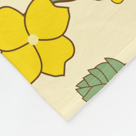 Gele bloemen, bloempatroon, patroon van bloemen fleece deken (Hoek)