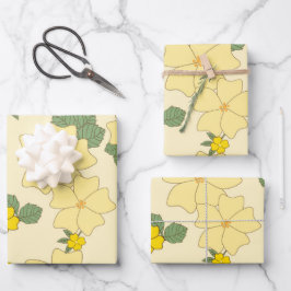 Gele bloemen, bloempatroon, patroon van bloemen inpakpapier vel