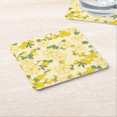 Gele bloemen, bloempatroon, patroon van bloemen kartonnen onderzetters (Schuin)