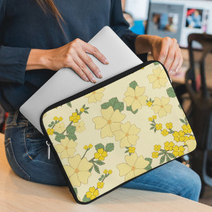Gele bloemen, bloempatroon, patroon van bloemen laptop sleeve