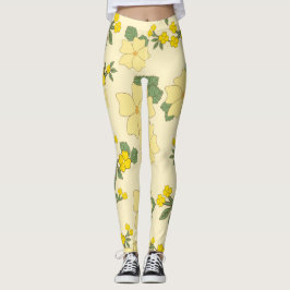 Gele bloemen, bloempatroon, patroon van bloemen leggings