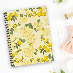 Gele bloemen, bloempatroon, patroon van bloemen notitieboek