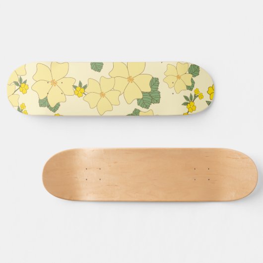 Gele bloemen, bloempatroon, patroon van bloemen persoonlijk skateboard (Horizontaal)