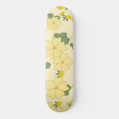 Gele bloemen, bloempatroon, patroon van bloemen persoonlijk skateboard (Voorkant)