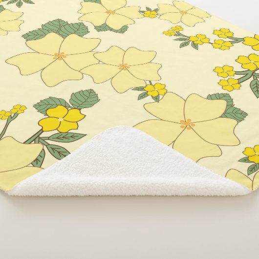 Gele bloemen, bloempatroon, patroon van bloemen sherpa deken (3/4)
