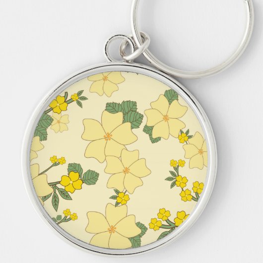 Gele bloemen, bloempatroon, patroon van bloemen sleutelhanger (Voorkant)