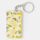 Gele bloemen, bloempatroon, patroon van bloemen sleutelhanger (achterkant)
