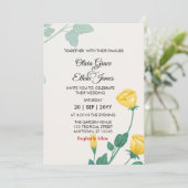 Gele Bloemen Bloemstuk Bruiloft Kaart (Staand voorkant)