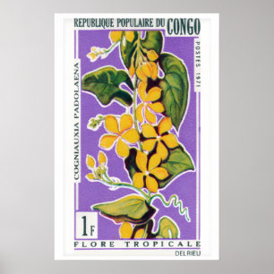 Gele Bloemen Boeket - Vintage Congo Kunst - Postze Poster