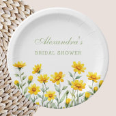 Gele Bloemen Boho Chic Wildflower Vrijgezellenfees Papieren Bordje