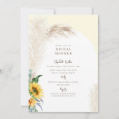 Gele Bloemen Boho Pampas Bruids Douche Uitnodiging (Voorkant)