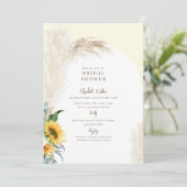 Gele Bloemen Boho Pampas Bruids Douche Uitnodiging (Staand voorkant)