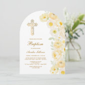 Gele Bloemen Boog Doop Kaart (Staand voorkant)