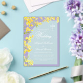 Gele Bloemen Boog op Lavendel Religieuze bruiloft Acryl Uitnodigingen (Insitu (Huwelijk))