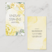 Gele Bloemen Botanisch groen Modern Elegant Visitekaartje (Voorkant / Achterkant)